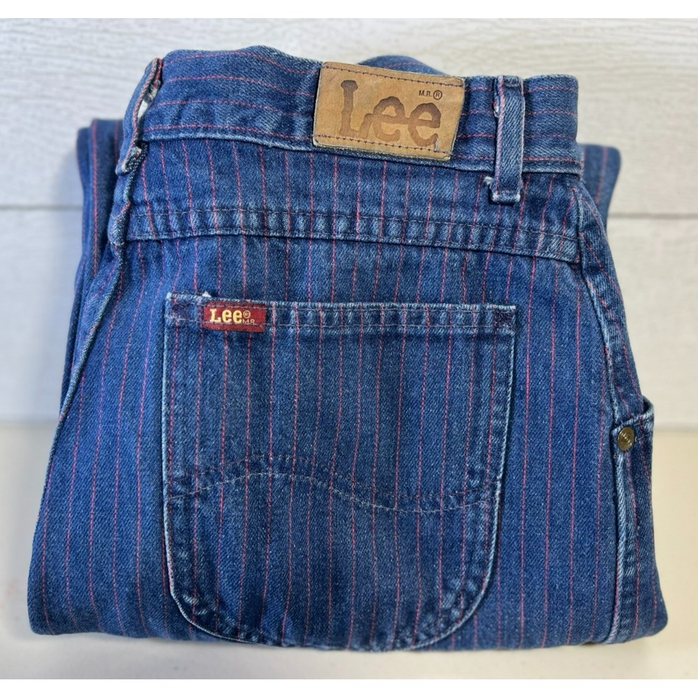 Lee Vintage Railroad Stripe Jeans Womens 14 (28x31) High Waist Mom Jeans 80s USA